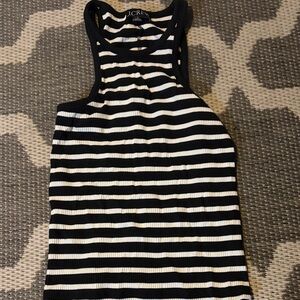 J. Crew Black and White Striped Tank Top